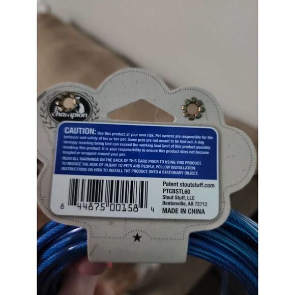 Pet Champion Dogs Tie Out Cable 25 ft. NEW - Medium up to 60 Pounds Vinyl cover - Picture 4 of 7